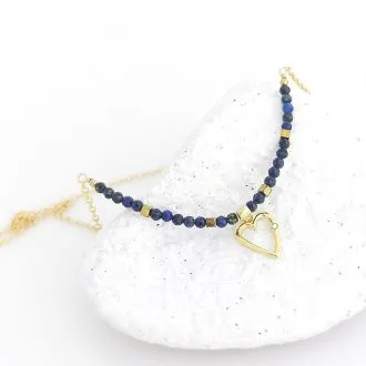 Naszyjnik z pozłacanego srebra z lapis lazuli wisiorek serce